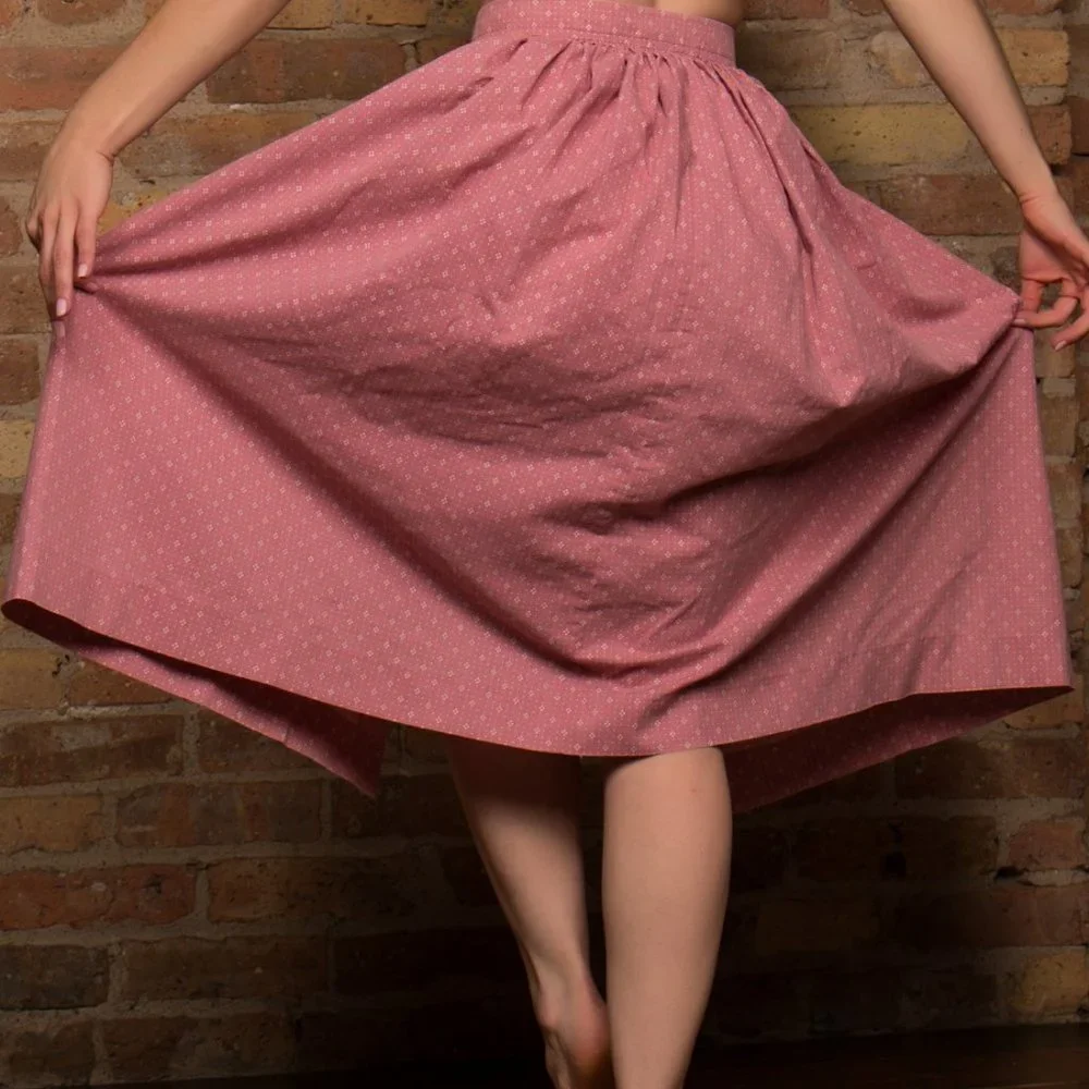 Vintage High Waist Mauve Pink Pattern Skirt - Picture 2 of 5